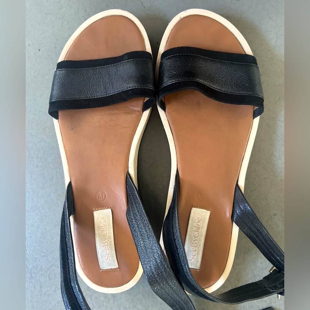 See by Chloe Black Leather Sandals size 7